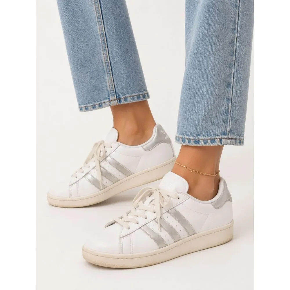 Adidas Originals Coast Star White Silver Leather Sneakers Women's US 5.5 EE6521